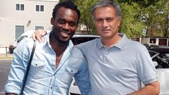Michael Essien with Jose Mourinho