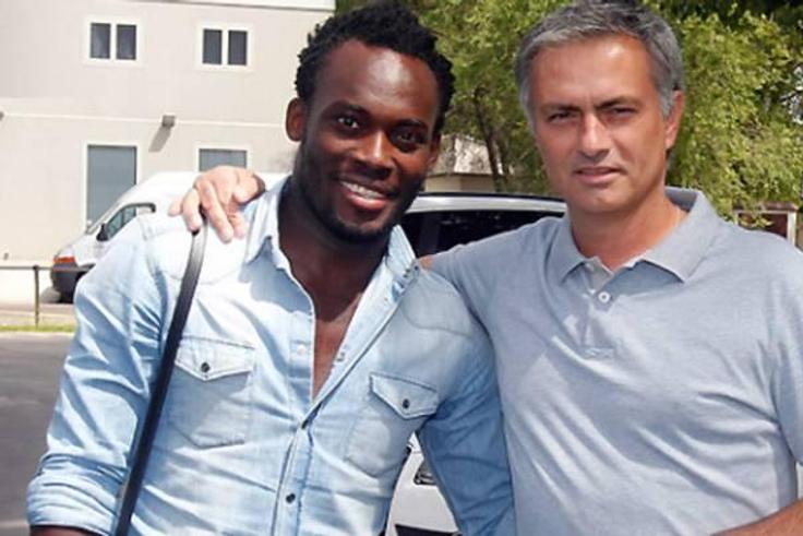 Michael Essien with Jose Mourinho