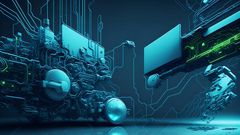 Digital AI generated modern futuristic technology