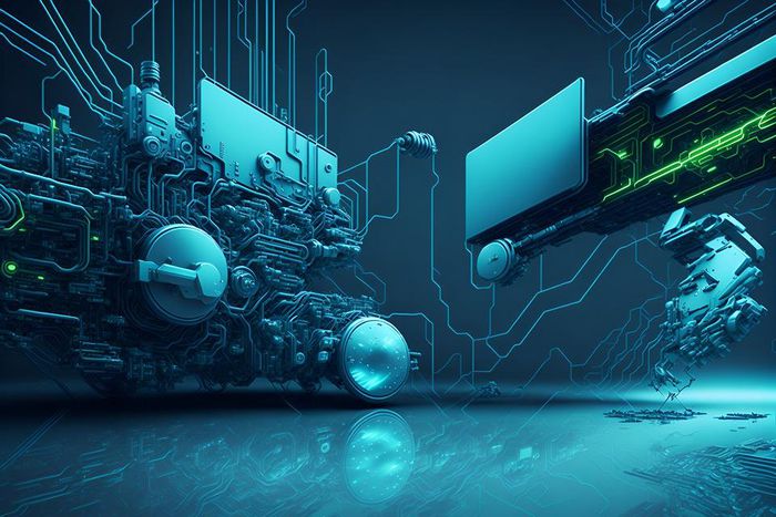 Digital AI generated modern futuristic technology