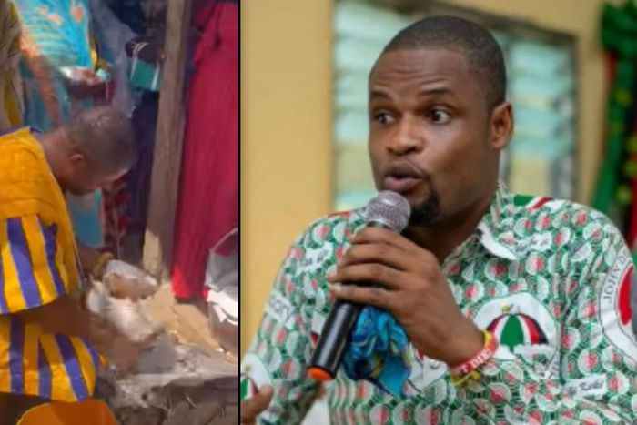 NDC parliamentary candidate peels cassava for women to beg for votes