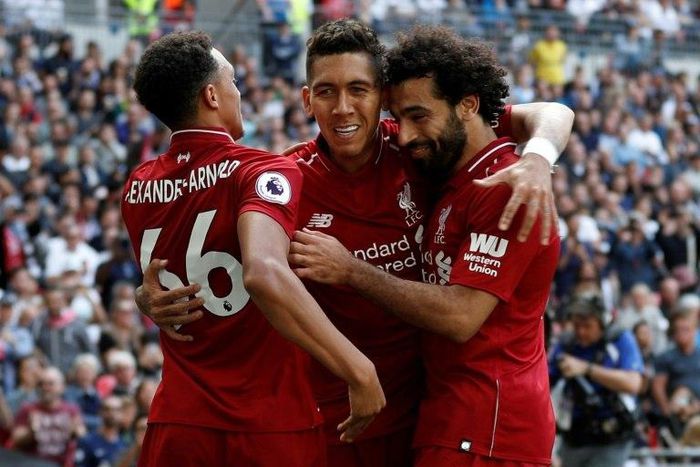 Roberto Firmino (centre) scored the decisive goal for Liverpool in their 3-2 Champions League win against Paris Saint-Germain