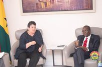 Speaker of Parliament Alban Kingsford Sumana Bagbin with the United States Ambassador to Ghana, Mad Virginia Palmer