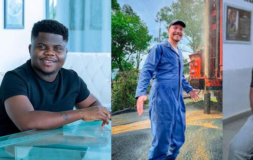 YouTubers MrBeast, Wode Maya and Kwadwo Sheldon
