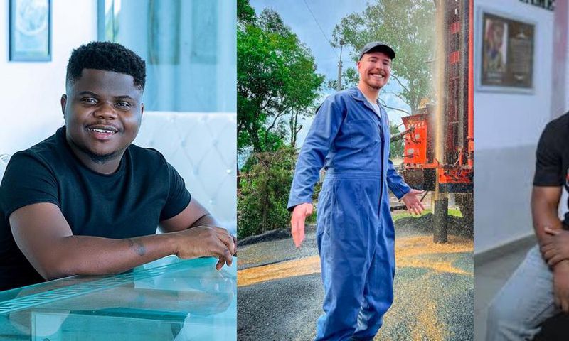 YouTubers MrBeast, Wode Maya and Kwadwo Sheldon