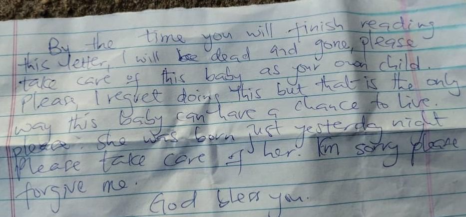 ‘Take care of this baby as your child’ - Mother dumps baby at pastor’s doorstep with a note