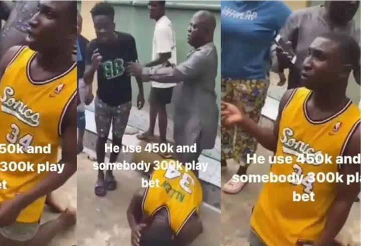 Man begs for mercy as he receives slaps for using people’s monies for sports betting