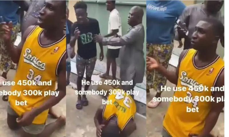 Man begs for mercy as he receives slaps for using people’s monies for sports betting