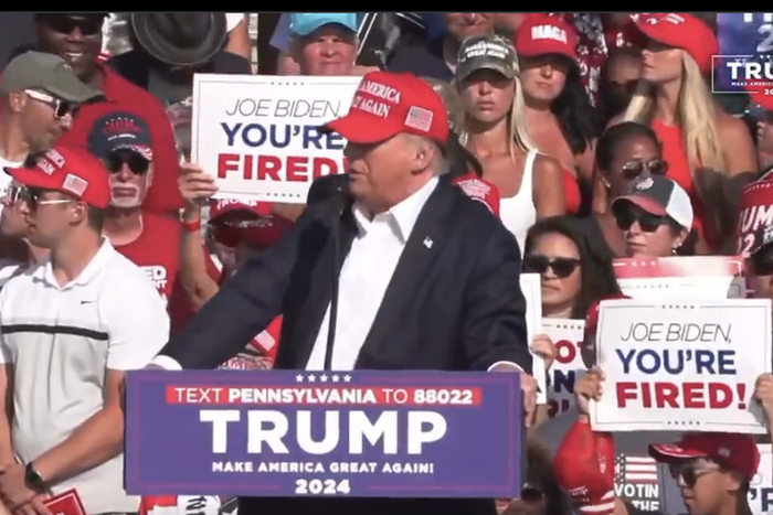 Donald Trump rushed off stage as gunshot were fired at his rally