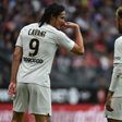 Edinson Cavani and Neymar talk tactics during PSG's win at Rennes last weekend