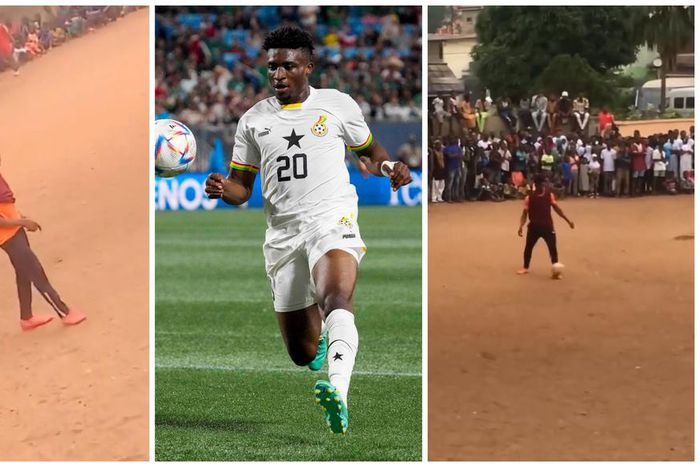 Mohammed Kudus returns to Nima to play football with childhood friends (Video)