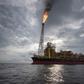 The "Kaombo Norte" is a vast oil-extraction vessel, moored off the coast of Angola