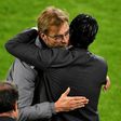 Unai Emery (right) embraces Jurgen Klopp at the end of the 2016 Europa League final