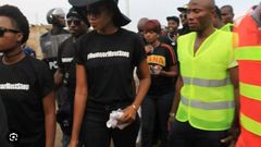 Yvonne Nelson and supporters at 2016 Dumsor Must Stop vigil