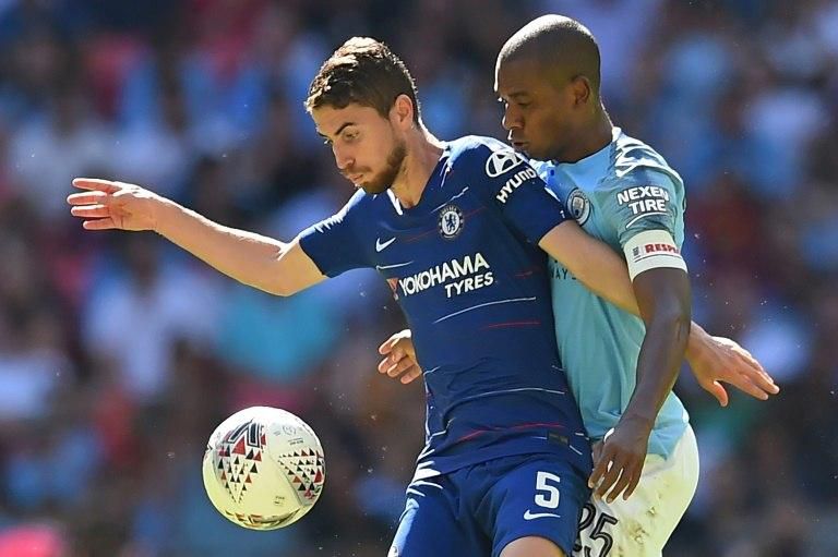 Fernandinho's fine form has minimised the impact of missing out on Jorginho (left), who instead joined Chelsea from Napoli in July.