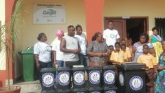 Tema West Basic school receives waste bins
