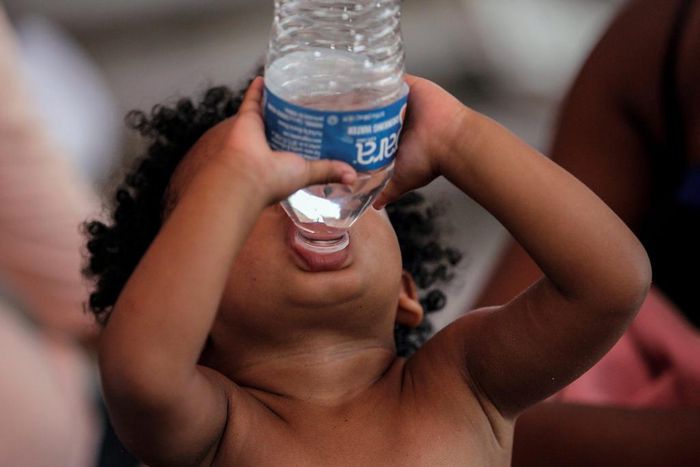A child drinks bottled water in Reynosa, Mexico.Daniel Becerril/Reuters