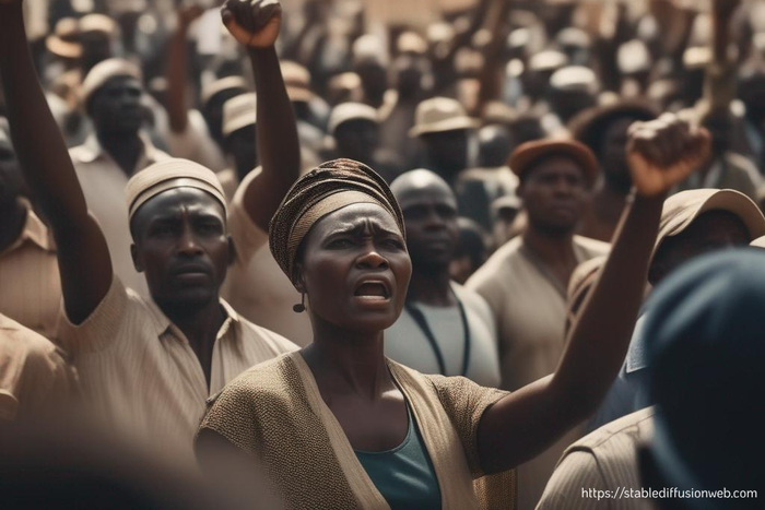 Citizens protesting against bad governance. [This image was created by Stable Diffusion]