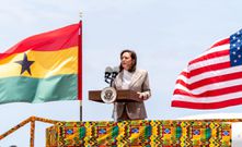 United States Vice President Kamala Harris speaks on arrival in Ghana, March 26, 2023