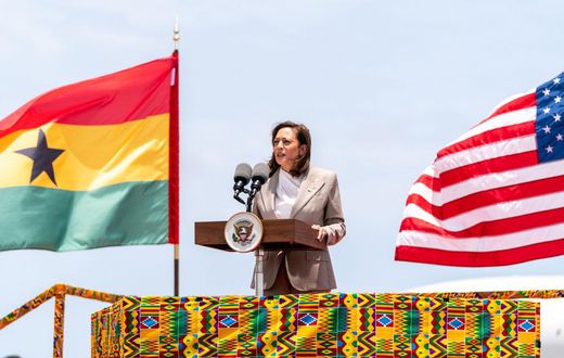 United States Vice President Kamala Harris speaks on arrival in Ghana, March 26, 2023