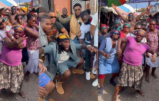 Burna Boy shows love to Ghanaian market women dancing to his song (VIDEO)