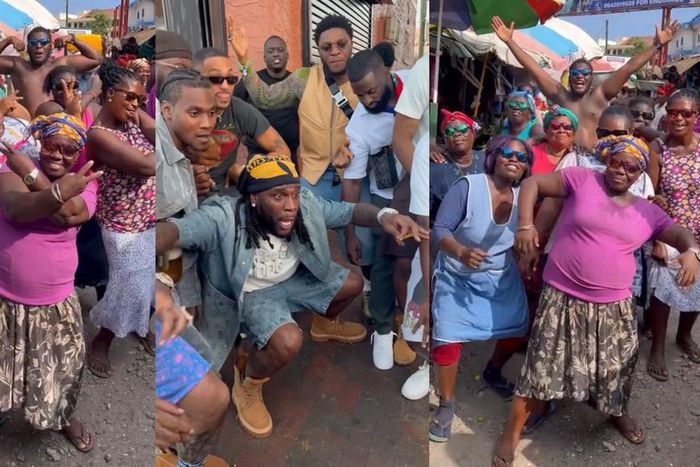 Burna Boy shows love to Ghanaian market women dancing to his song (VIDEO)