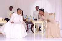 Ugandan first lady Janet Museveni with his son's spouse Charlotte Nankunda during their 50th wedding anniversary on August 26, 2023.Image: STATE HOUSE UGANDA