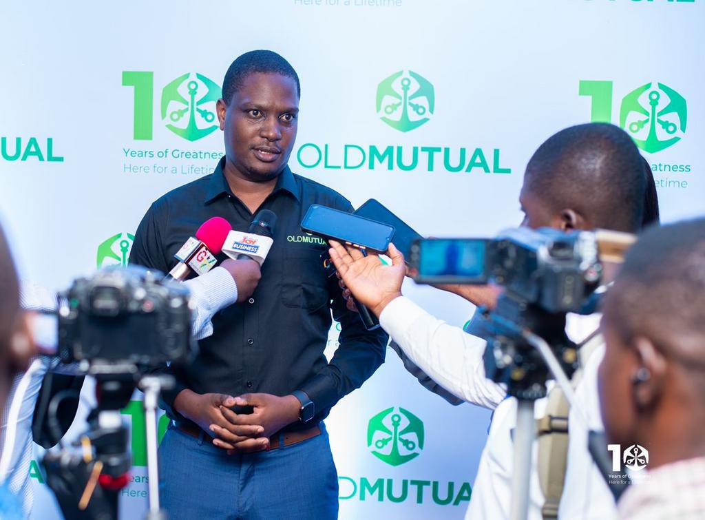 Group CEO, Old Mutual Ghana, Tavona Biza granting interview to the Ghanian press at the 10th anniversary launch