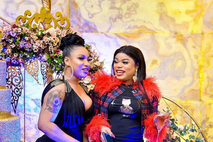 Bobrisky’s planned birthday party was disrupted over the weekend by the police leaving a lot of expensive items unused including the cake. However, Tonto Dikeh thinks he can put that cake into good use.[Instagram/TontoDikeh]
