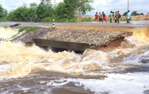 Accra-Winneba Highway collapses at Okyereko after contractor diverts river