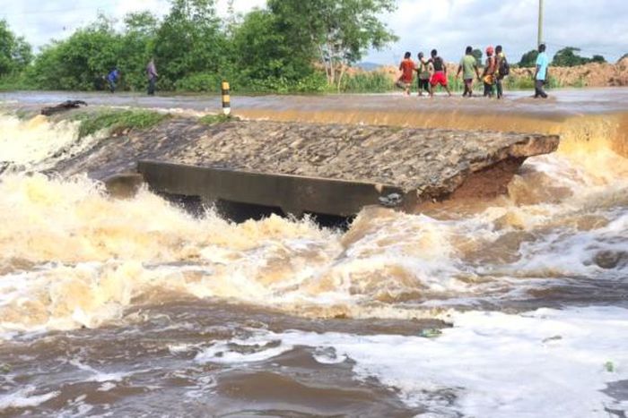 Accra-Winneba Highway collapses at Okyereko after contractor diverts river