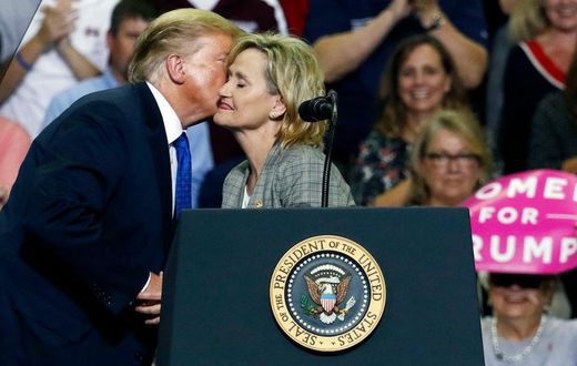 President Donald Trump with Sen. Cindy Hyde-Smith.