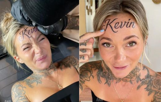 Some people seemed to really believe she got "Kevin" tattooed on her forehead.@anastanskovsky / TikTok