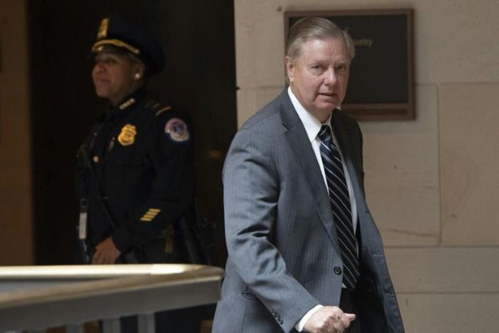 US Senator Lindsey Graham, Republican of South Carolina, leaves a briefing from CIA Director Gina Haspel on the killing of journalist Jamal Khashoggi, on Capitol Hill in Washington, DC, December 4, 2018