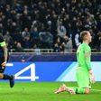 Inter Milan forward Mauro Icardi celebrates after scoring a late equaliser against Barcelona