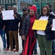 Teesside University Nigerian students protested on campus on Tuesday morning. [BBC]