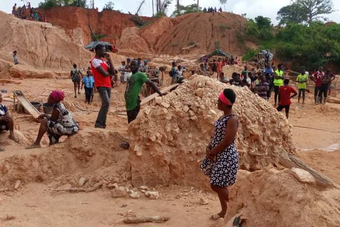 Galamsey pit caves in