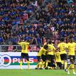 The away supporters were soon celebrating as Malaysia drew level before the half-hour