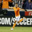 Mauro Manotas of the Houston Dynamo celebrates his second goal of the first half against the Philadelphia Union during the 2018 US Open Cup final