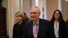 WASHINGTON, DC - OCTOBER 06: Senate Majority Leader Mitch McConnell (R-KY) and members of his staff head to the floor of the Senate for the confirmation vote for Supreme Court nominee Judge Brett Kavanaugh U.S. Capitol October 06, 2018 in Washington, D...