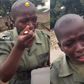 Ghanaian female soldier trainee crying inconsolably while eating causes reactions