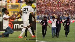 Video: Pitch invader taken away by Police during Ghana vs Angola game
