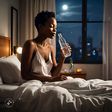 Black woman drinking water before bed [Meta AI]