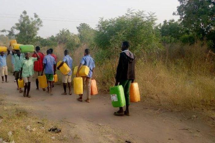 Students travel far to fetch water