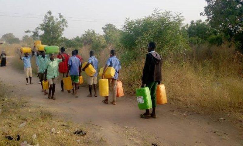 Students travel far to fetch water
