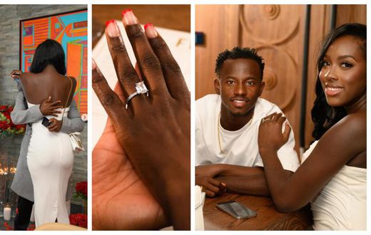 Black Stars player Yaw Yeboah proposes to girlfriend Gifty Boakye (Photos)