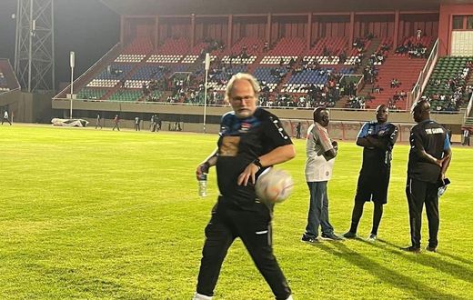The Gambia headcoach Tom Saintfiet at the final training session in Gambia ahead of AFCON