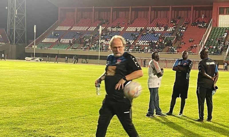 The Gambia headcoach Tom Saintfiet at the final training session in Gambia ahead of AFCON