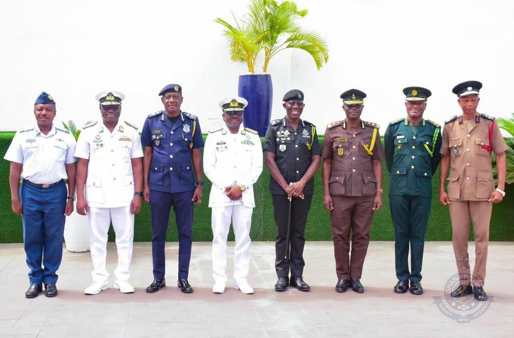 Ghana Police Service and other security agencies honour outgoing Chief of Defence Staff, Vice Admiral Seth Amoama, with a guard of honour
