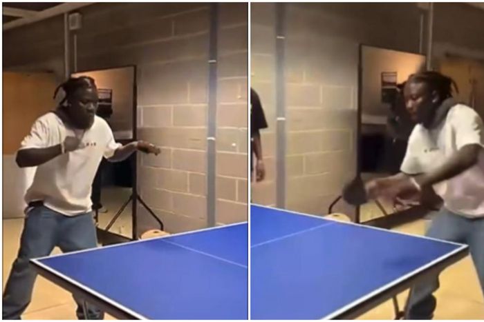 Watch: Stonebwoy shows off table tennis skills with smashing shot